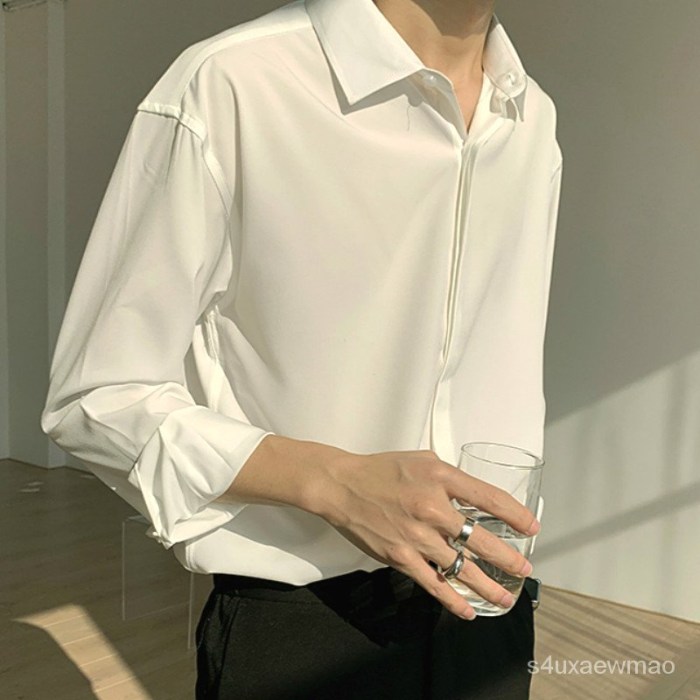 Men's long sleeve white dress shirt