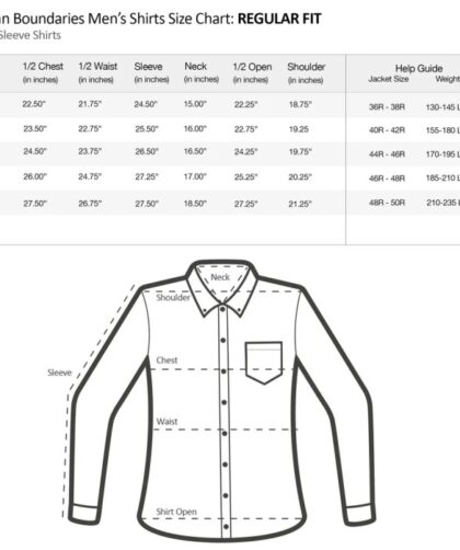 Men's dress shirt size numbers